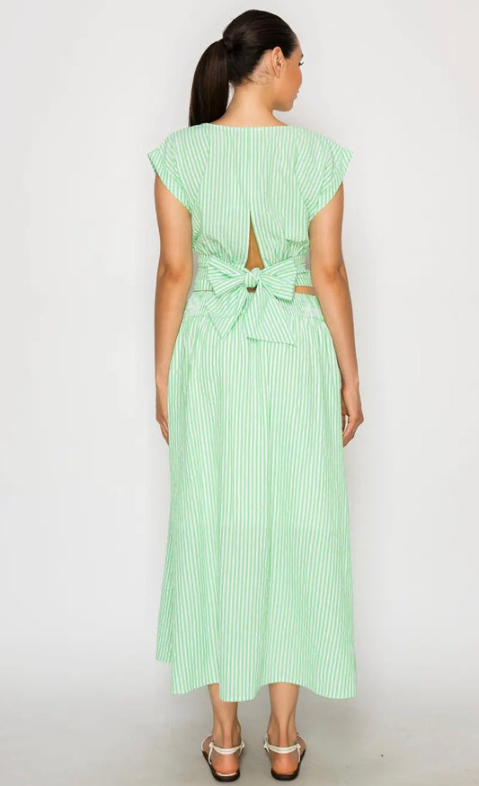 Seersucker Midi Skirt Set