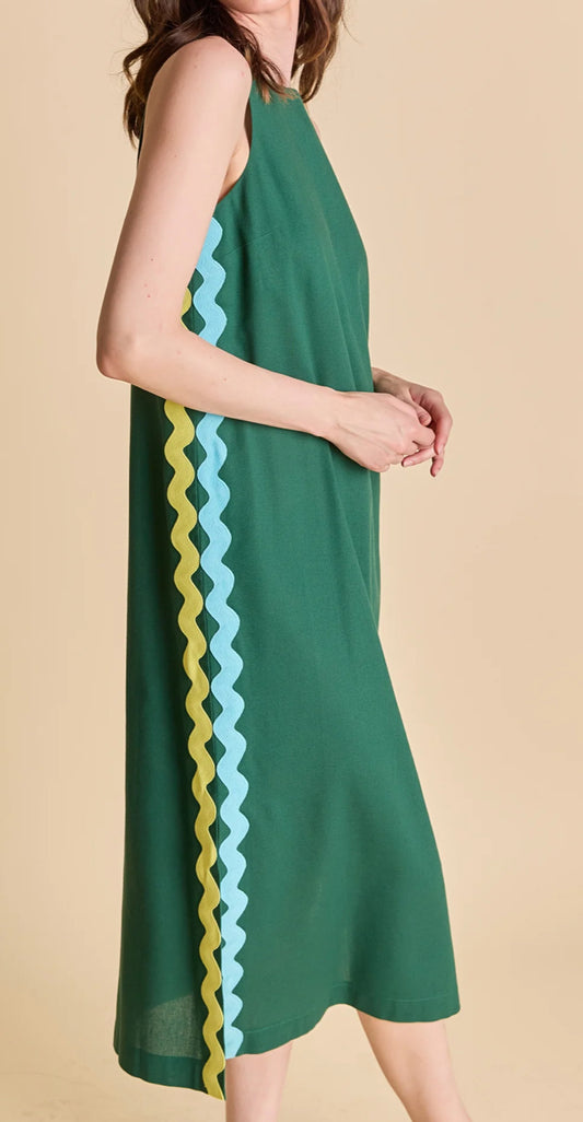 Green Ric Rac Midi Dress