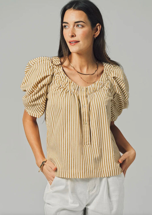 French Girl Shirt in Golden Stripe