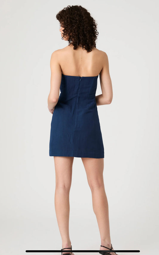Birdie Linen Strapless Mini Dress