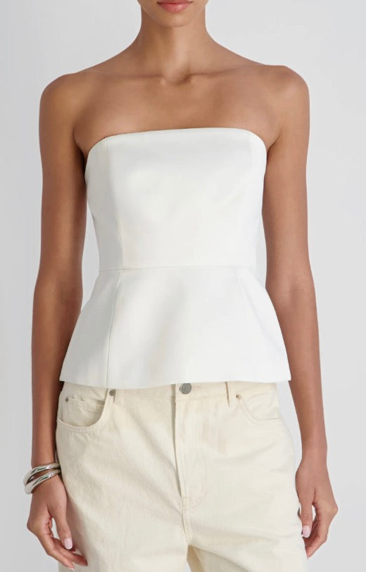 York Satin Flare Strapless Top