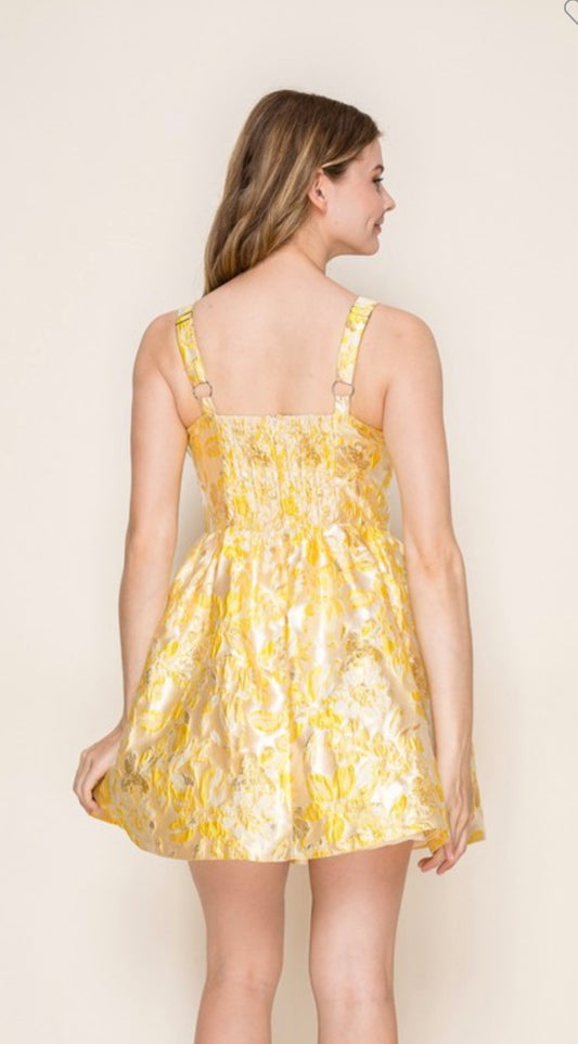 Yellow Jacquard Corset Dress