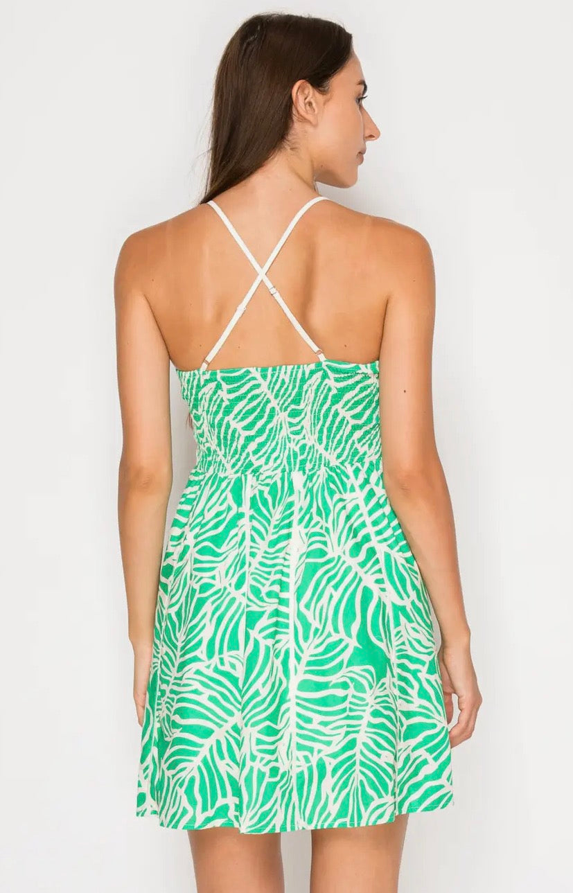 Verde Palms Mini Dress