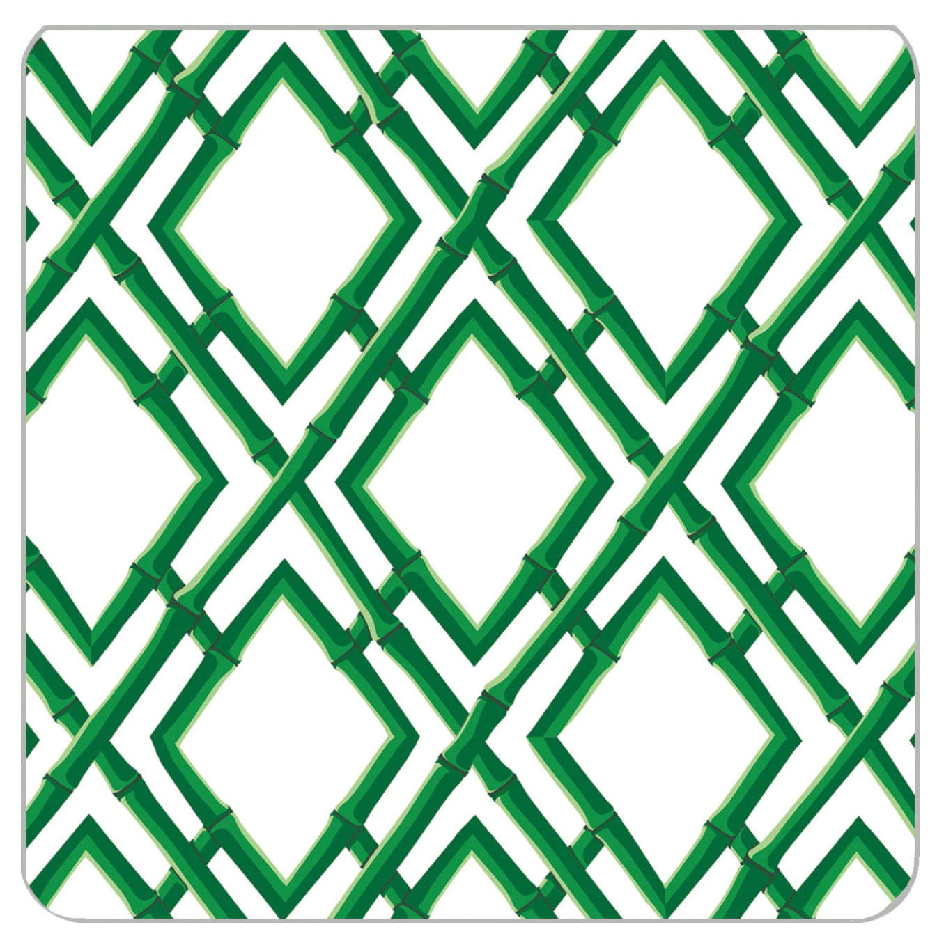 4” Square Bamboo Trellis Green Coasters