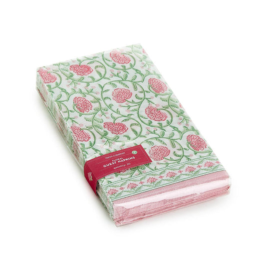 Floral Block Print 3-Ply Paper Dinner Napkin / Guest Towel