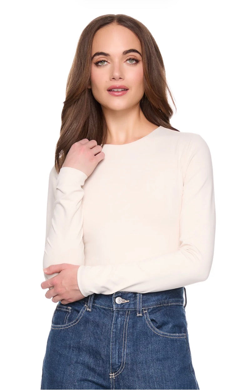 Susana Monaco Wide Crew Long Sleeve in Almond