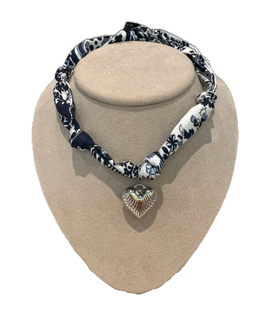 Navy Scarf Necklace