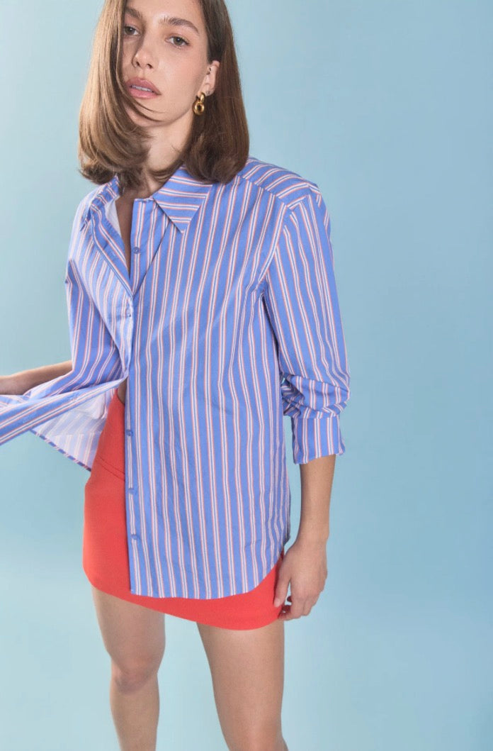 Blue & Orange Oversized Button Up