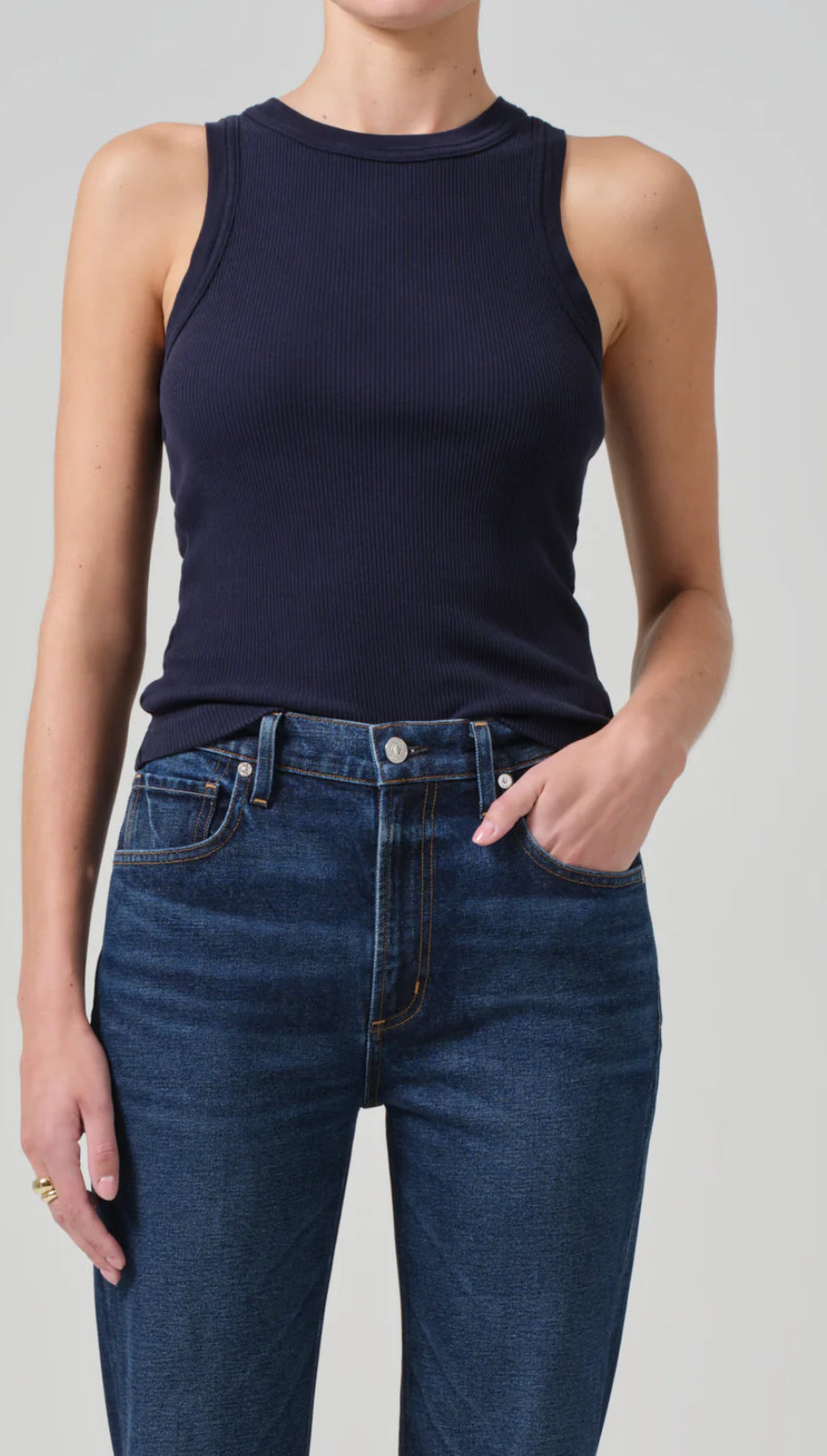 Isabel Rib Tank in Navy