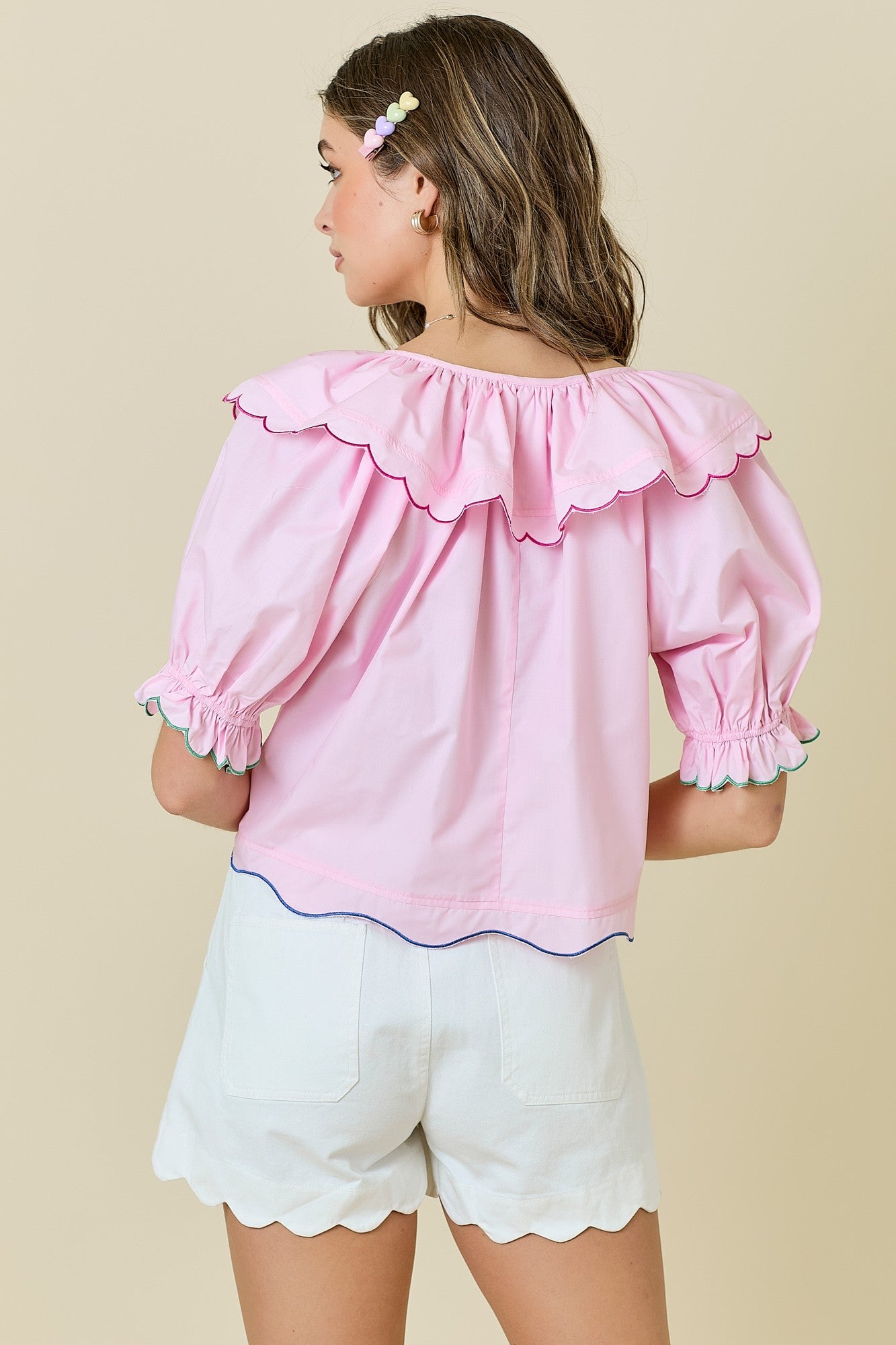 Scallop Edge Poplin Top