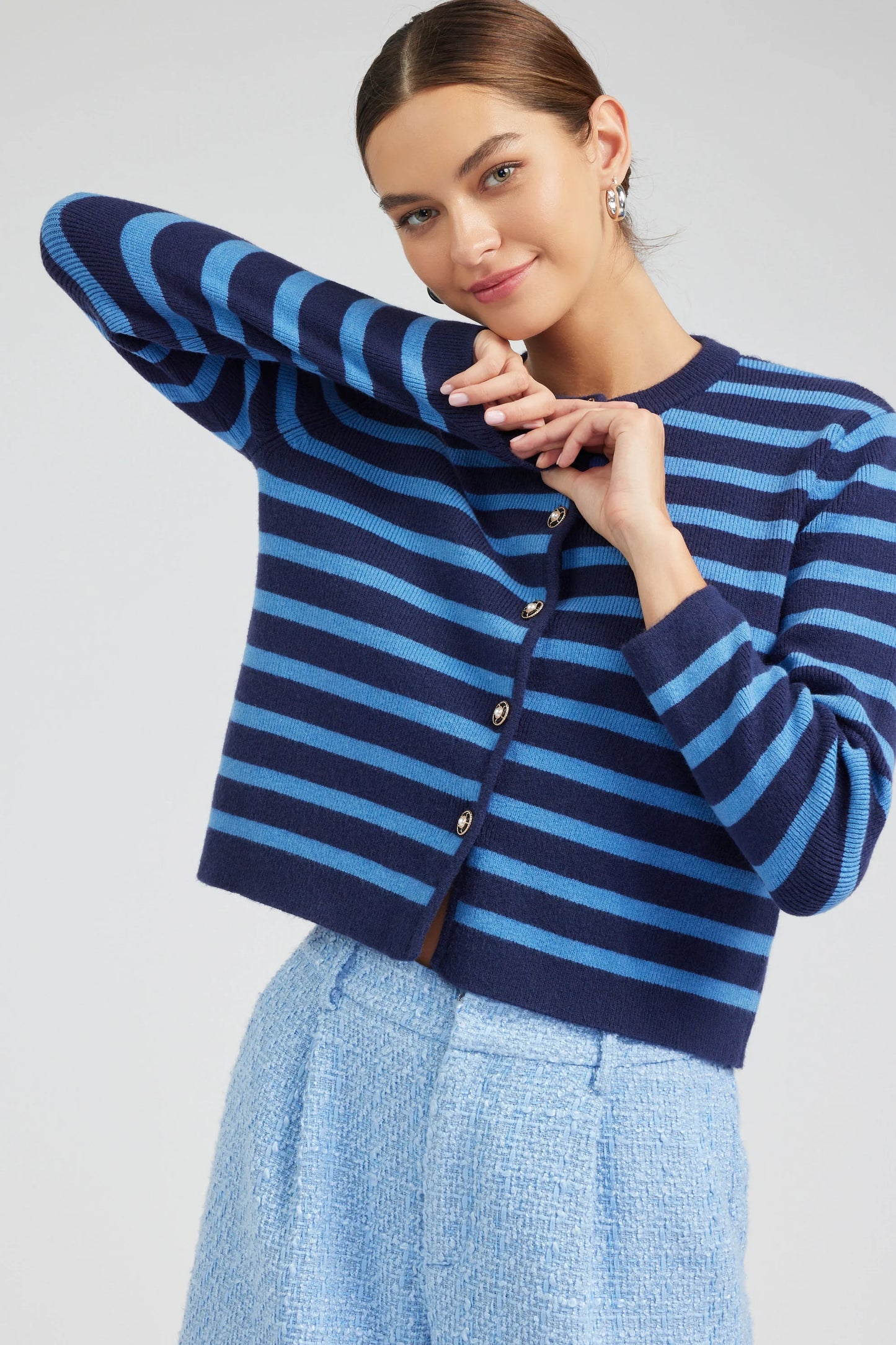 Blue Striped Cardigan