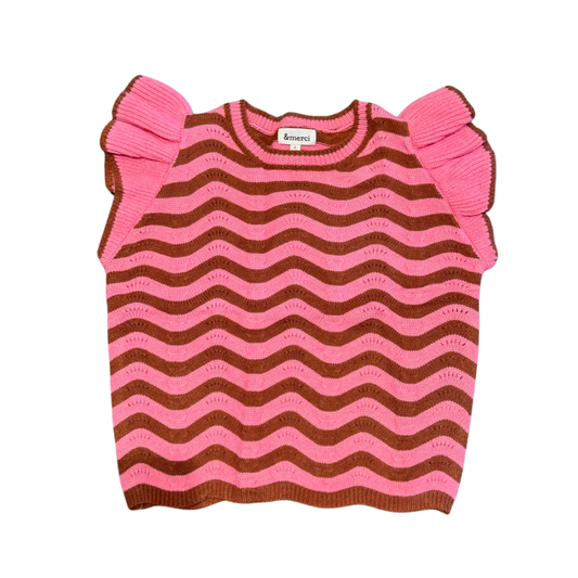 Wavy Stripe Sweater in Pinkberry Brick