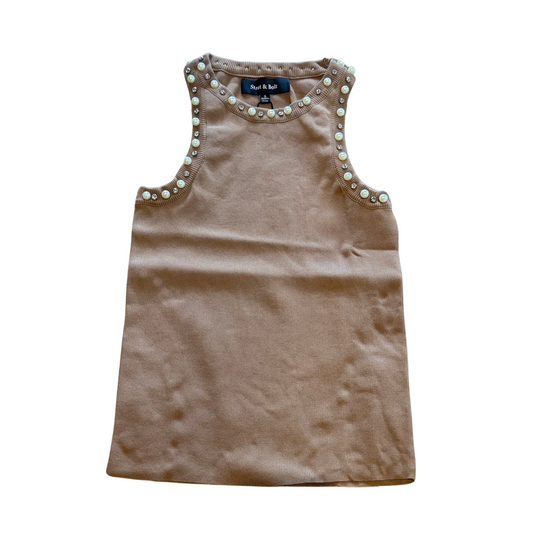 Embellished Mocha Tank Top