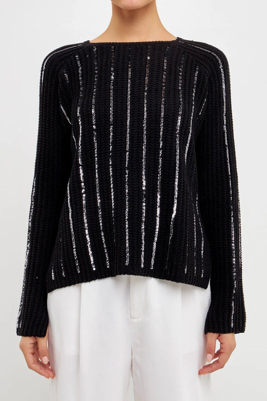 Sequins Black Detail Sweater