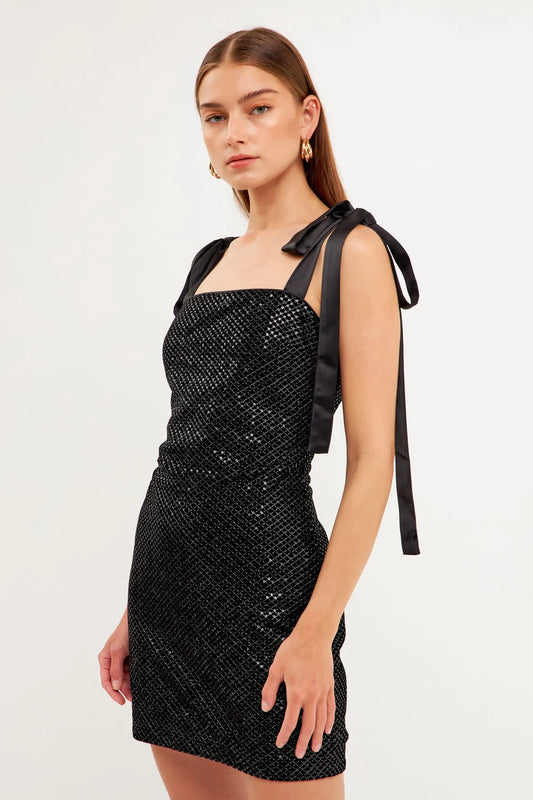 Black Sequin Mini Dress