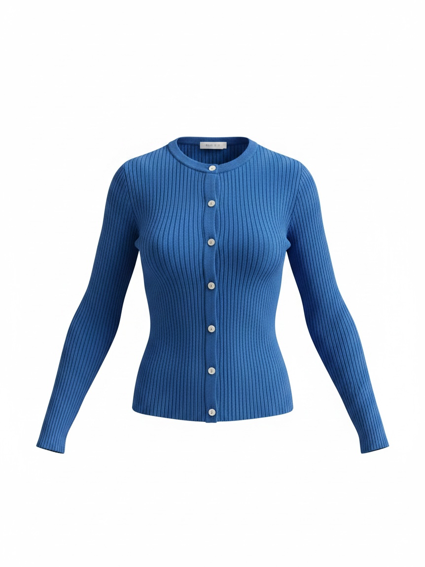 Cobalt Skinny Ribbed Cardiigan