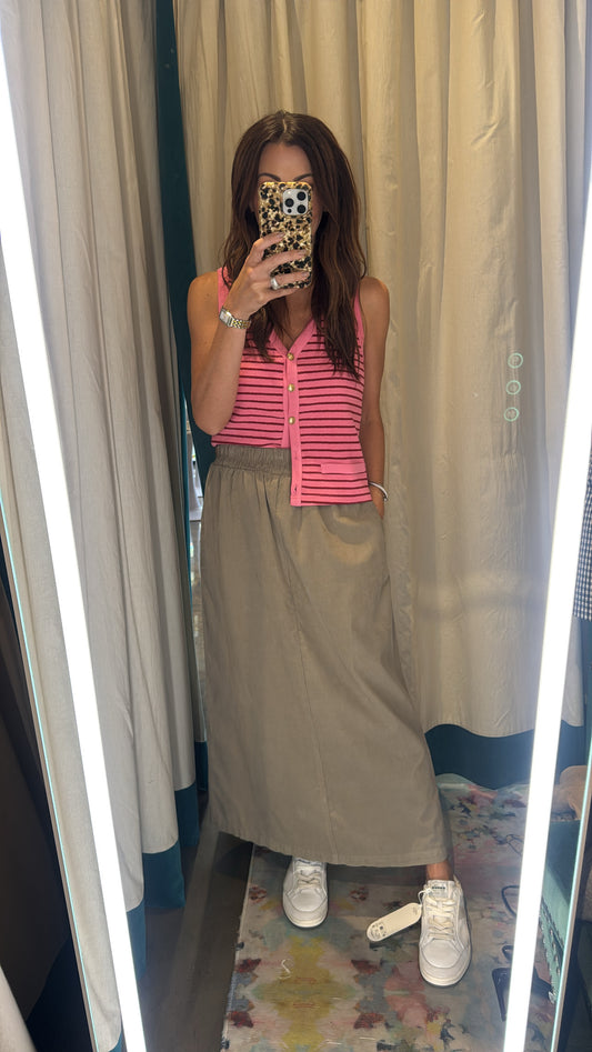 Pink & Burgundy Stripe Vest Top