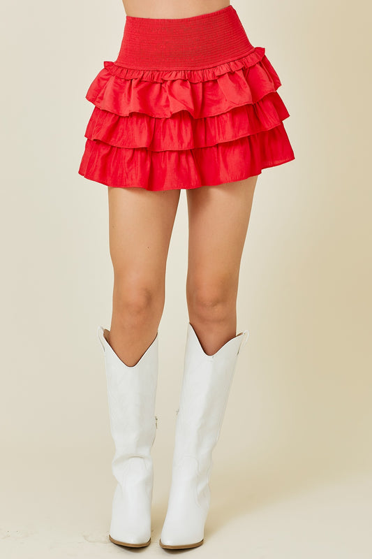 Ruffle Mini Skort Smocked Waist