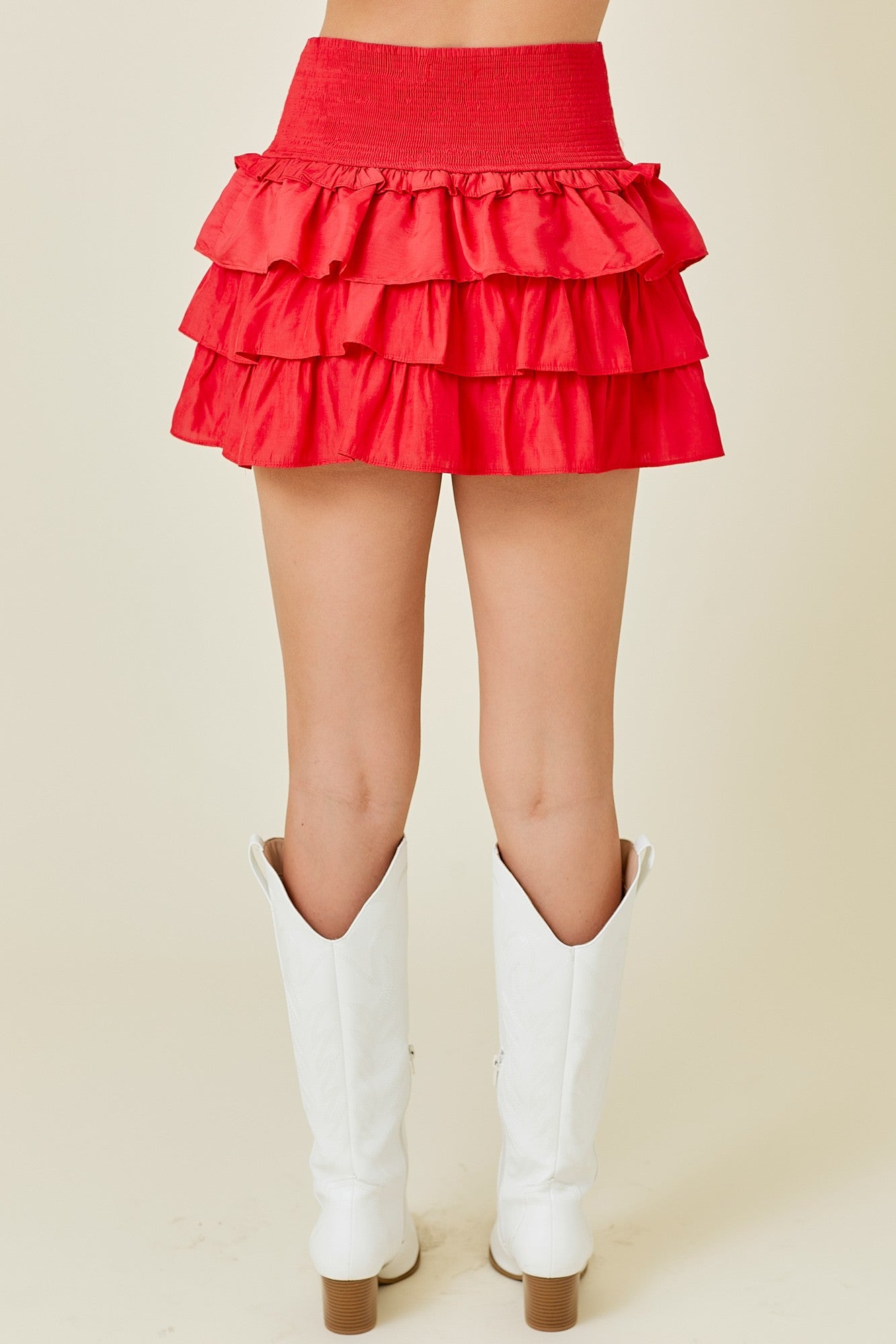 Ruffle Mini Skort Smocked Waist