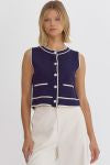 Button Front Sleeveless Vest (Size L)