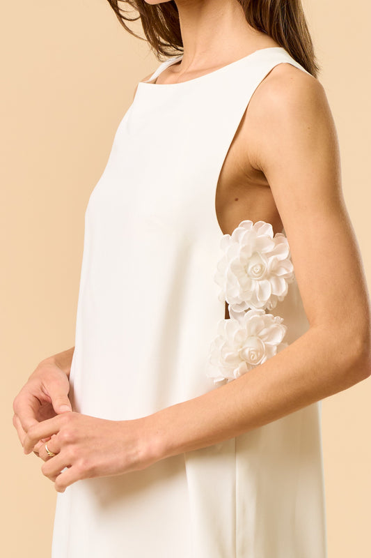 Sleeveless Mini Dress With Floral Appliqué