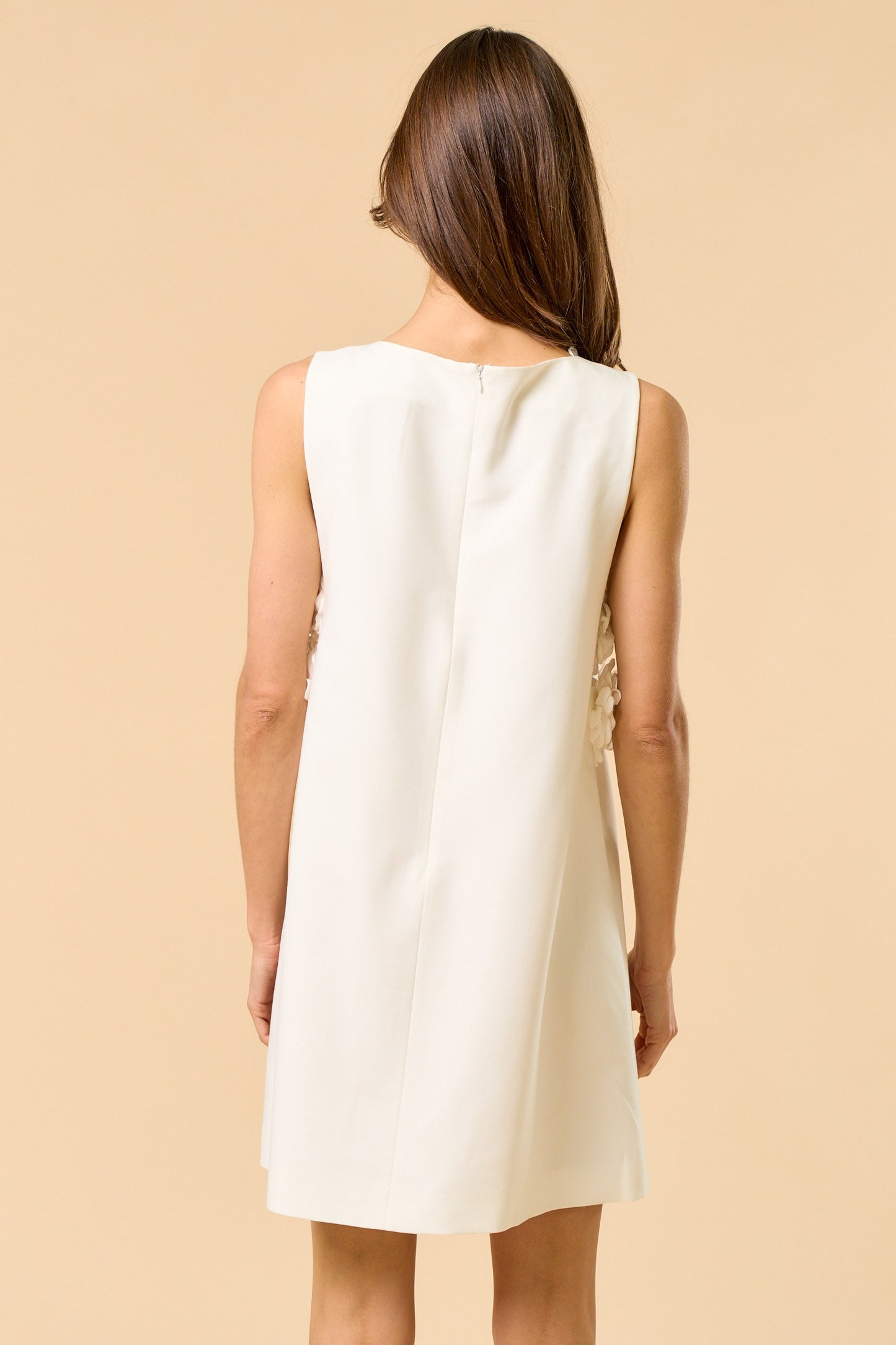 Sleeveless Mini Dress With Floral Appliqué