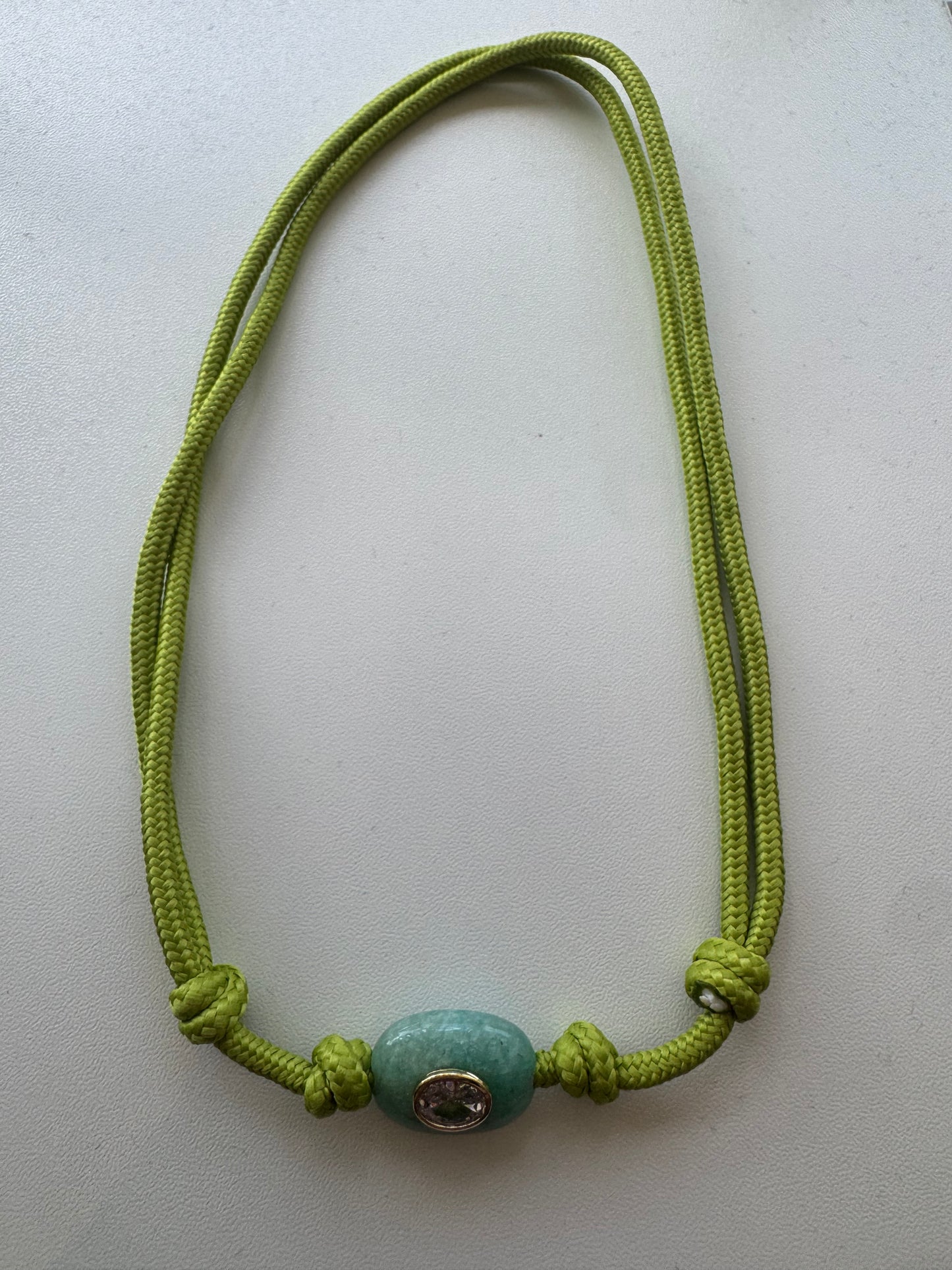 Green Cord Necklace with Turquoise