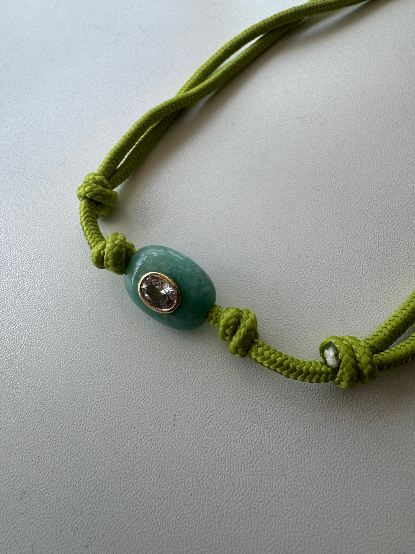 Green Cord Necklace with Turquoise