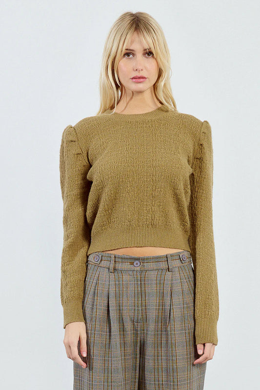 Textured Puff Sleeve Sweater