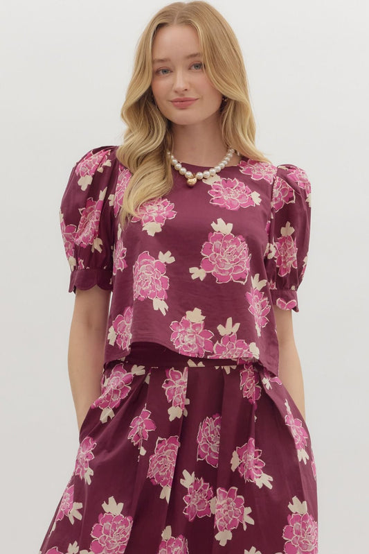 Burgundy Floral Top