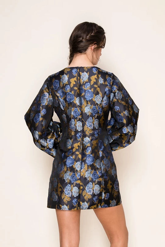 Rose Garden Balloon Long Sleeve Dress