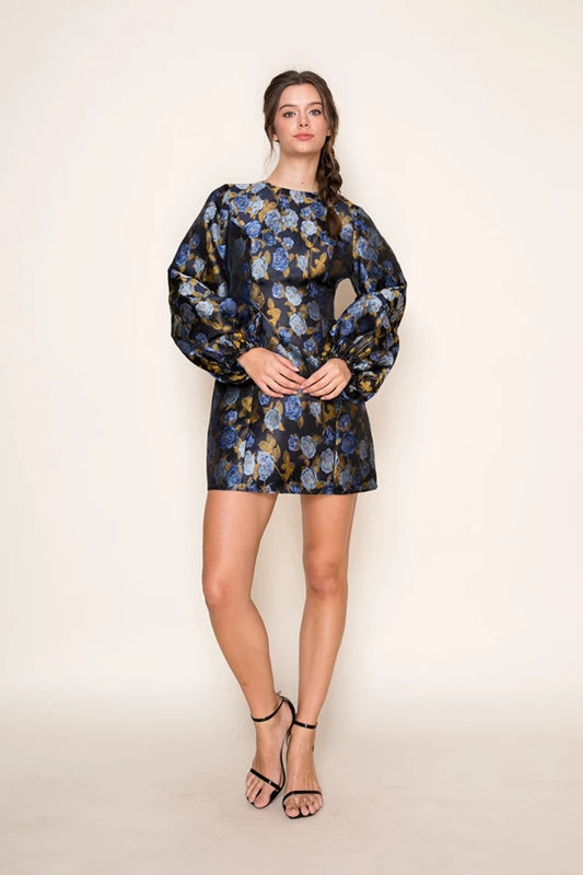Rose Garden Balloon Long Sleeve Dress