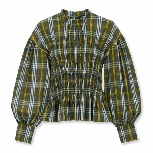 Cotton Poplin Checked Blouse