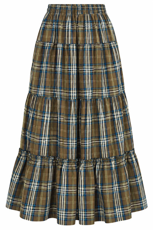 Woven Checked Maxi Skirt
