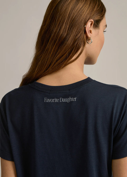 Sports Mom Cropped Tee White/Navy