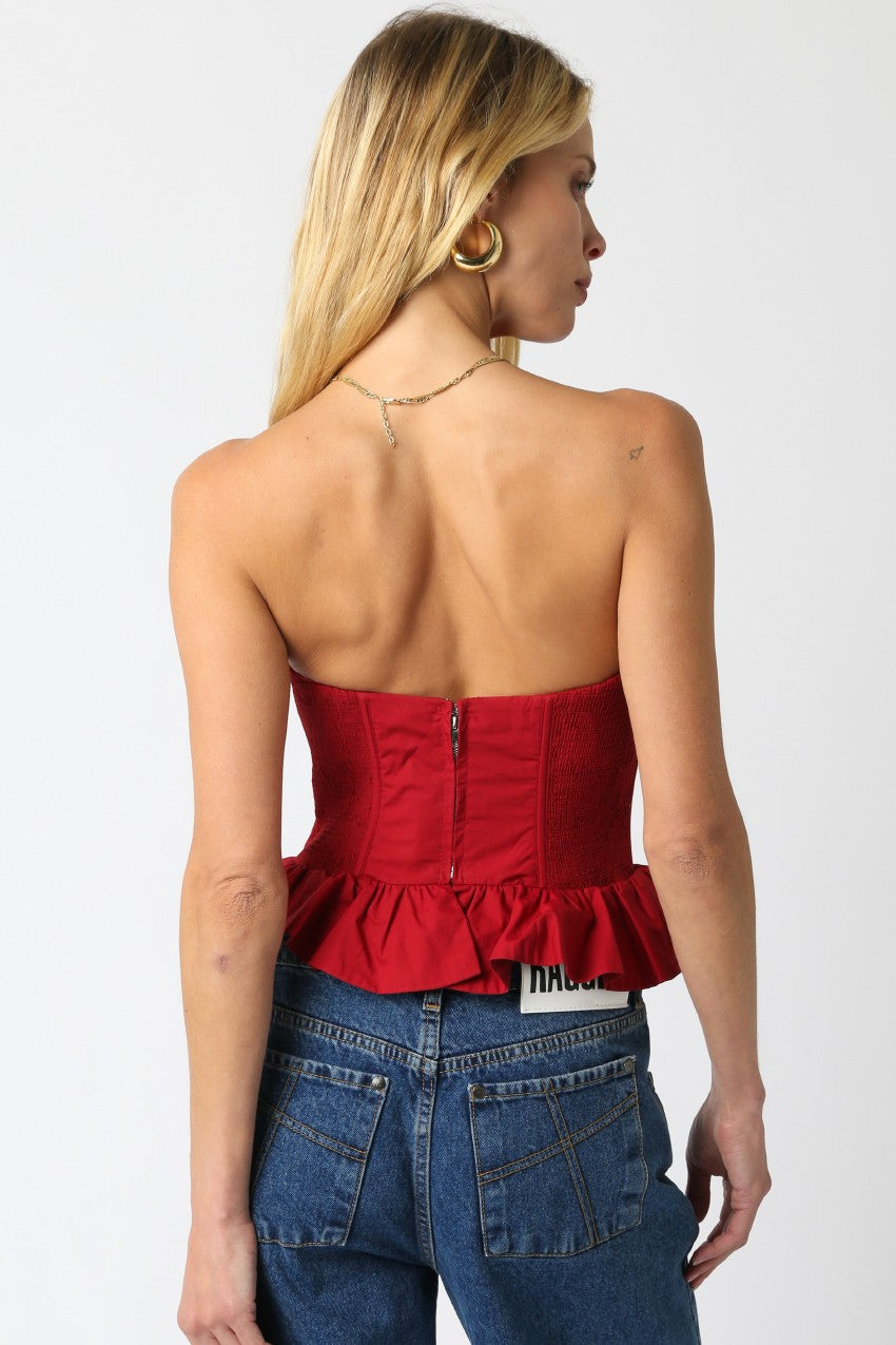 Autumn Strapless Top in Scarlet