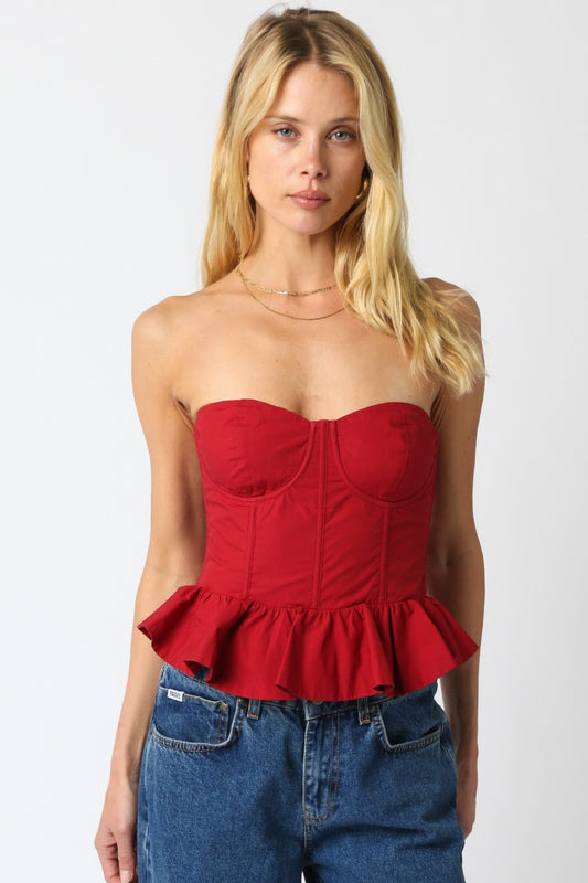 Autumn Strapless Top in Scarlet