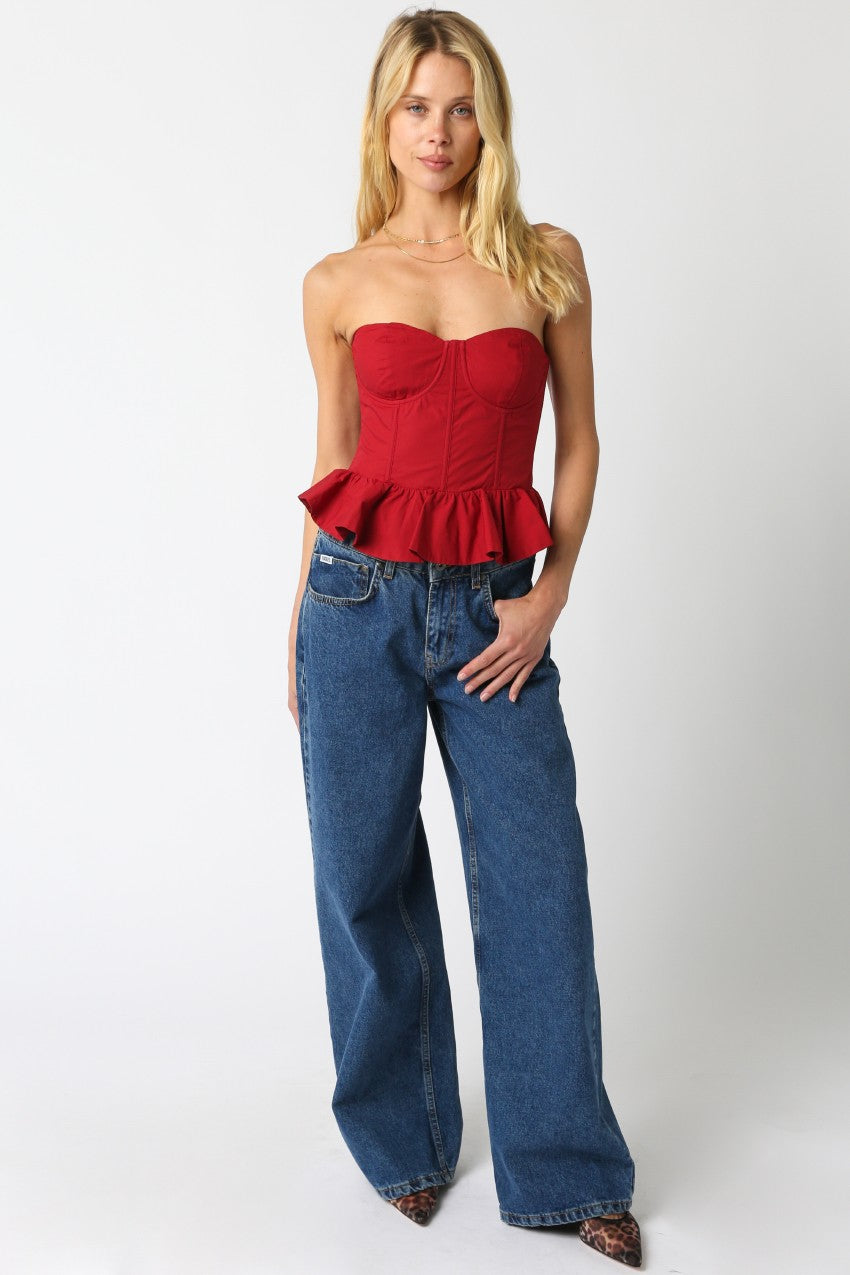 Autumn Strapless Top in Scarlet