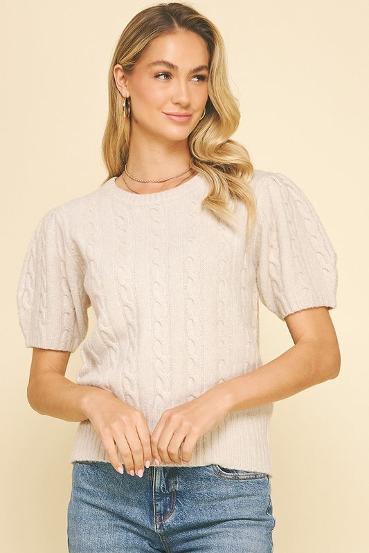Cable Knit Sweater in Pearl
