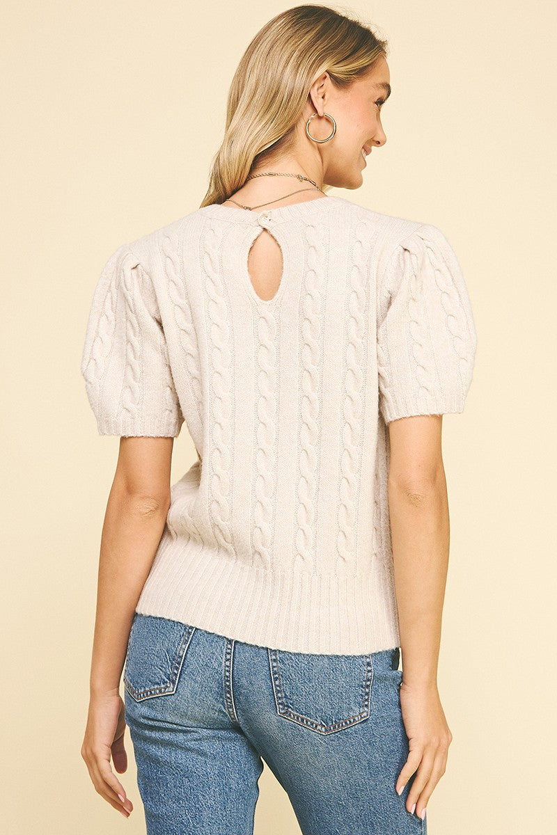 Cable Knit Sweater in Pearl