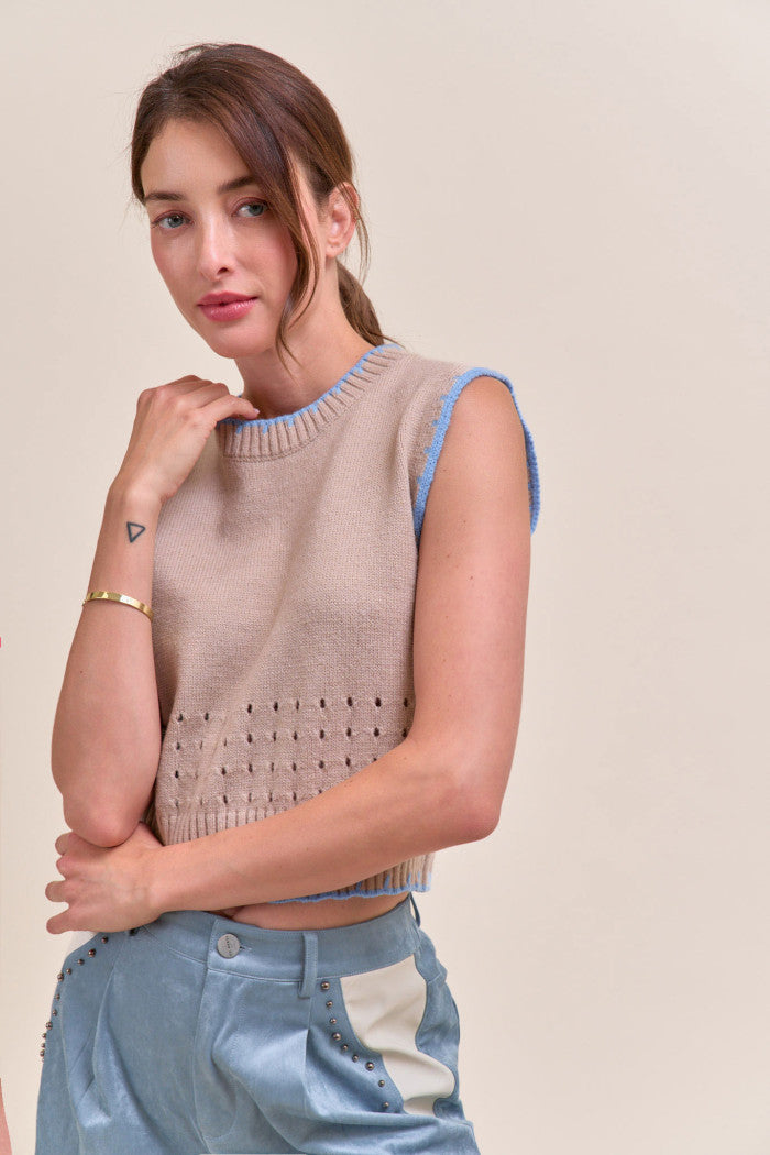 Sleeveless Sweater Top Beige