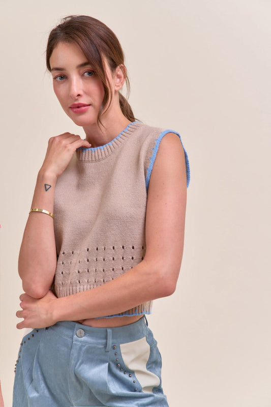 Sleeveless Sweater Top Beige