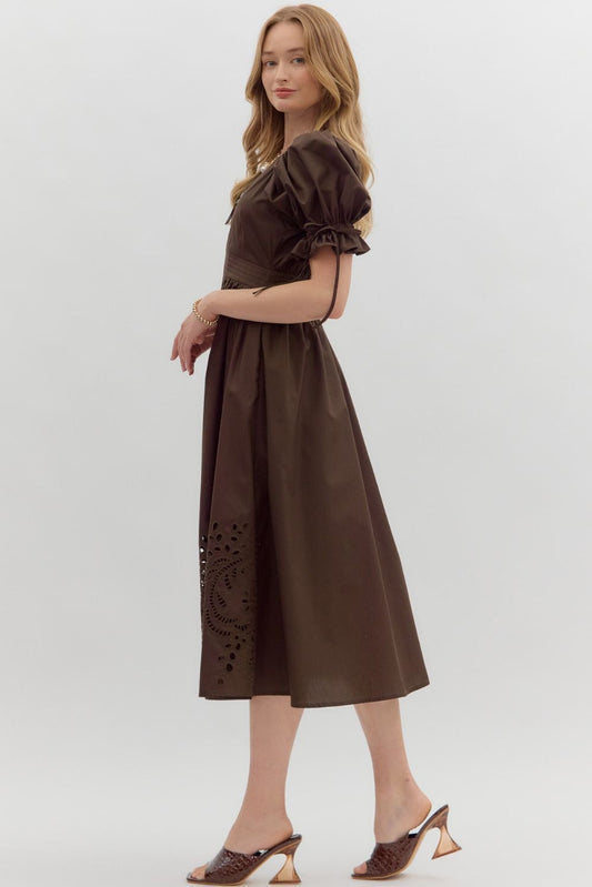 Zipper Front Midi Dress
