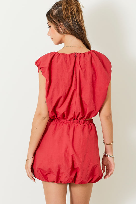 Crop Bubble Skirt Set