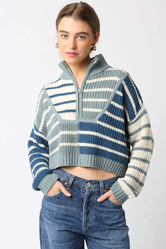 Striped Half Zip Sweater