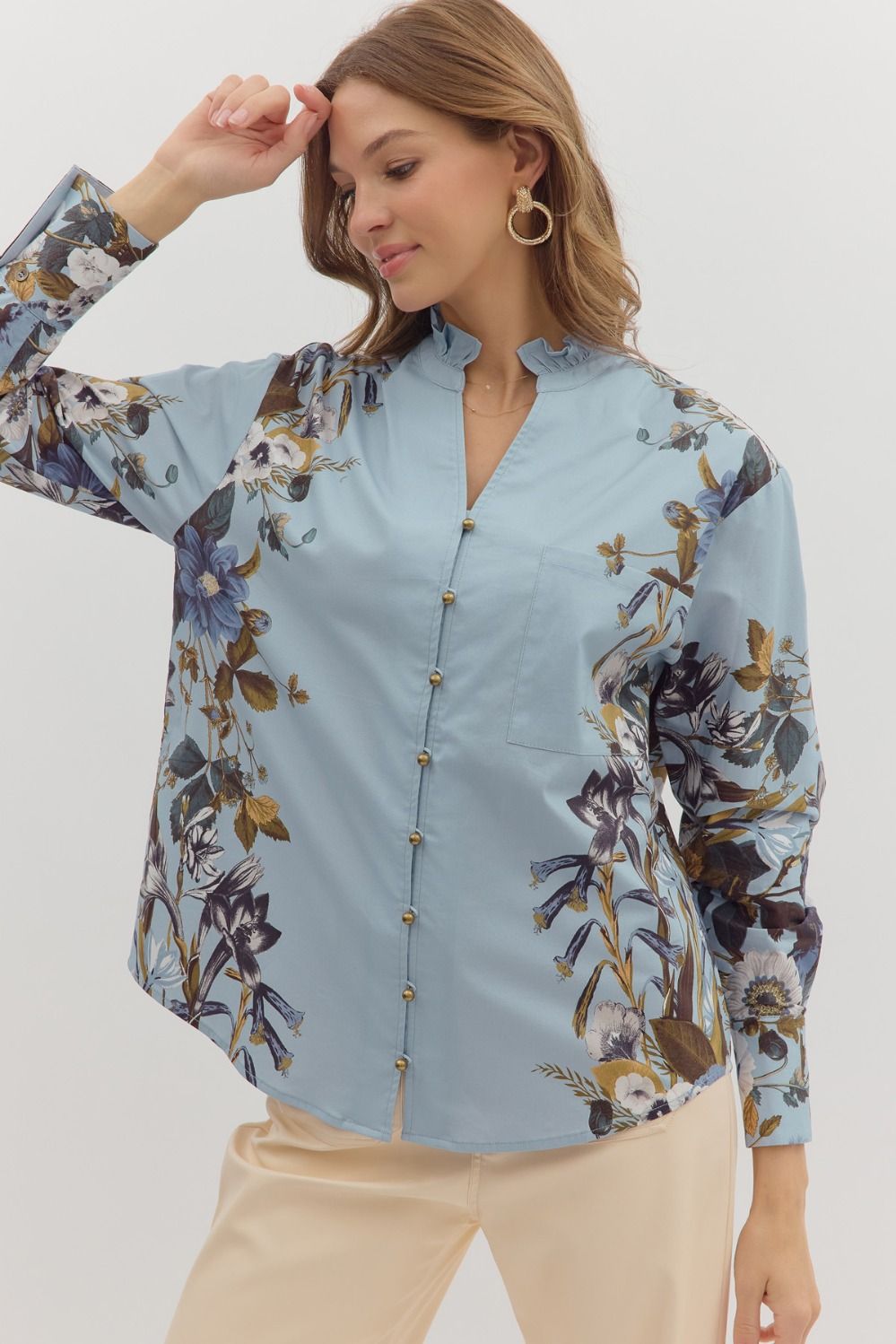 Floral Chambray Button Up