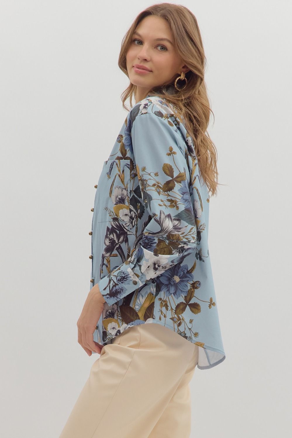 Floral Chambray Button Up