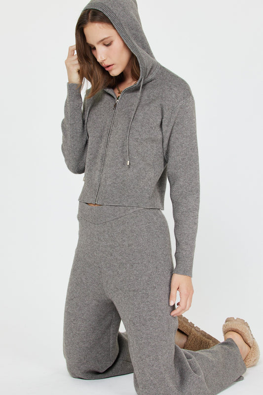 Long Sleeve Zip Up Cropped Hoodie