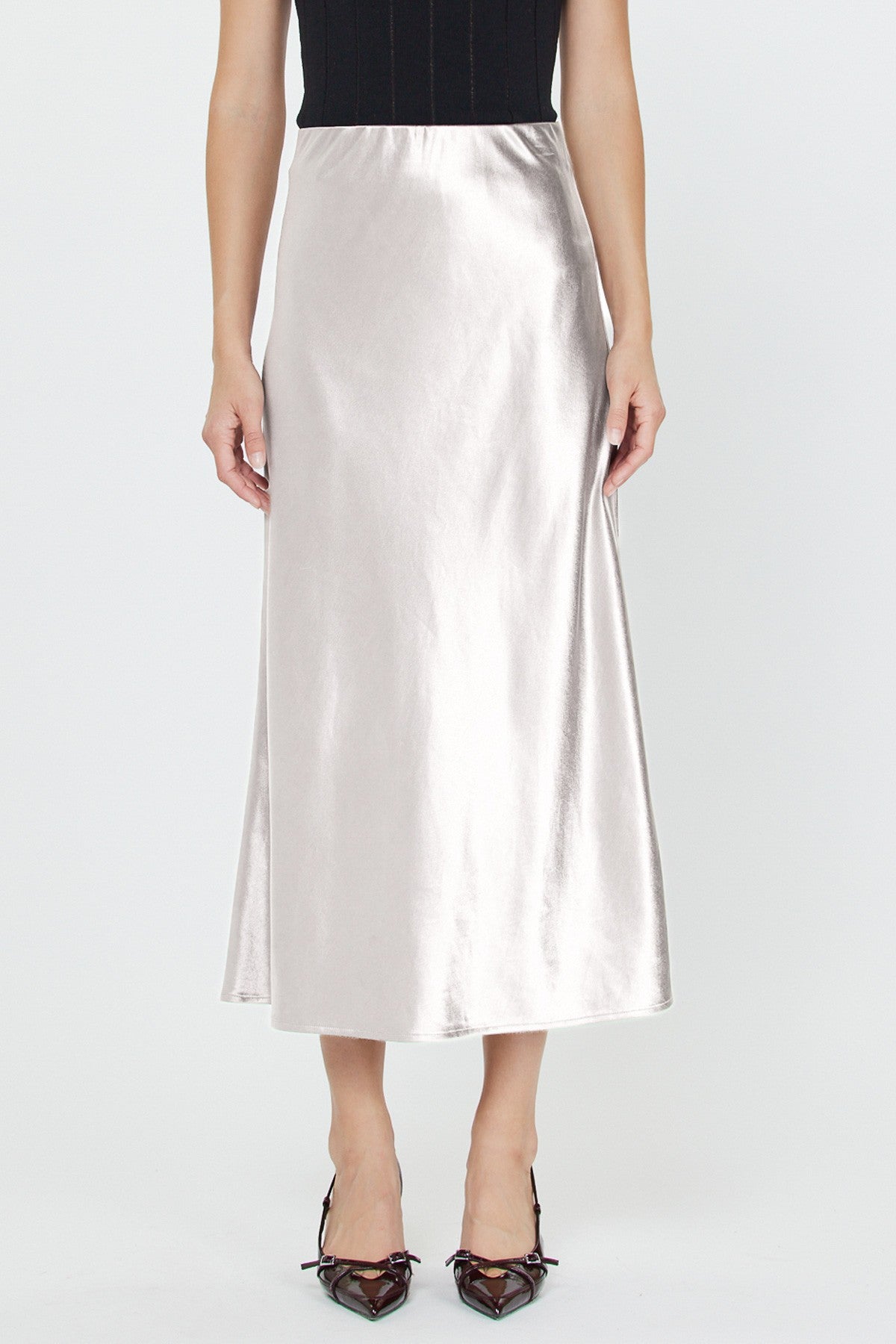Silver Midi Skirt