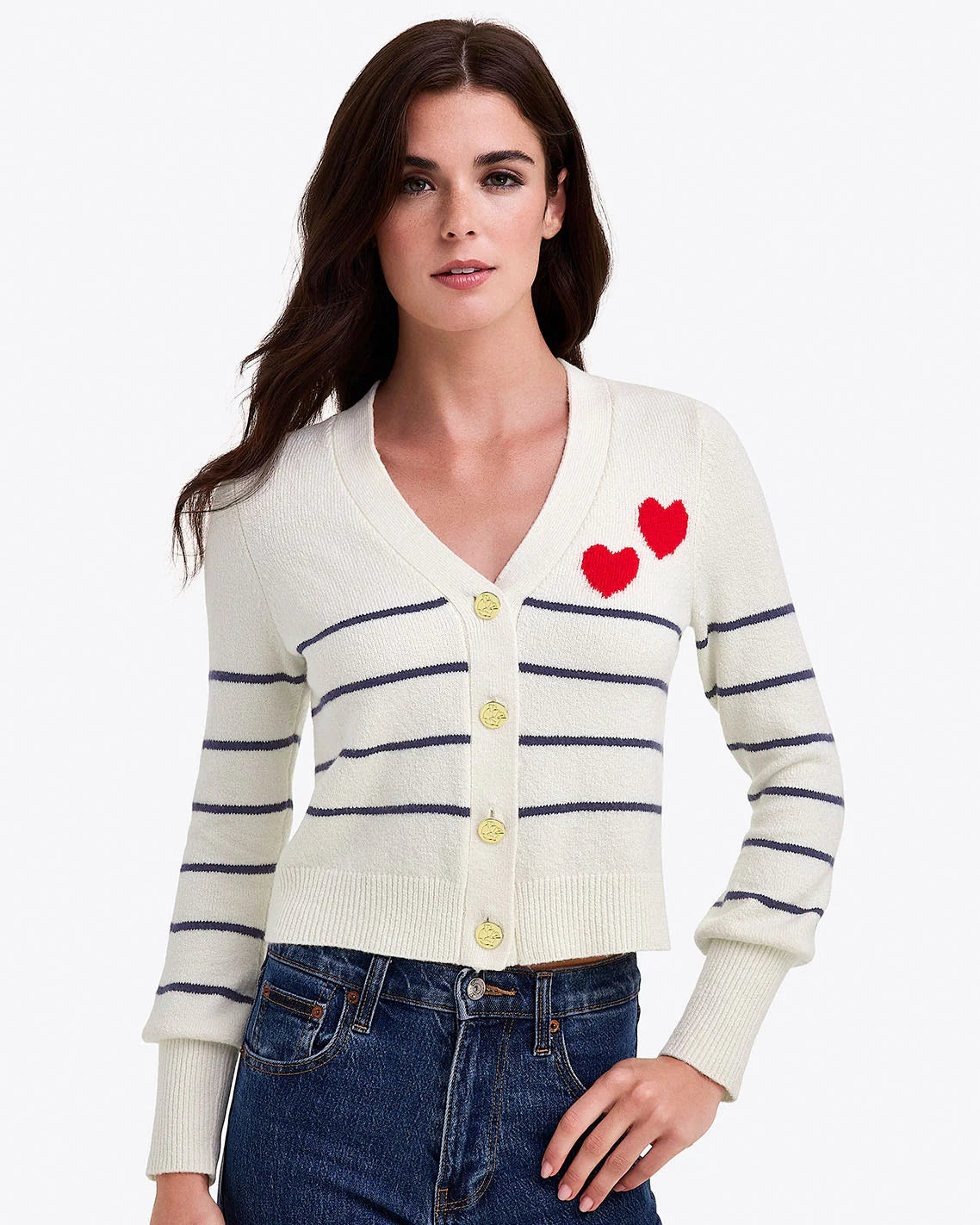 V-Neck Hearts Cardigan